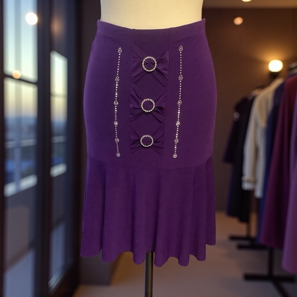 SOLAR PURPLE Y2K MIDI SKIRT WITH RHINESTONE EMBELLISHMENTS/ Size M
